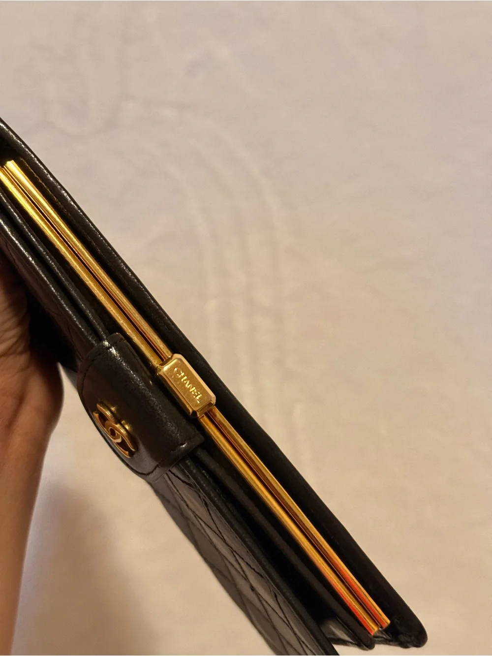 CHANEL No. 4 Lambskin Matelasse Long Wallet Black